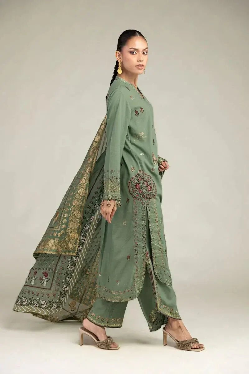 Khaadi | Luxury | Raw Silk | 3-Piece | Ready to Wear | Green - Shopping Haul