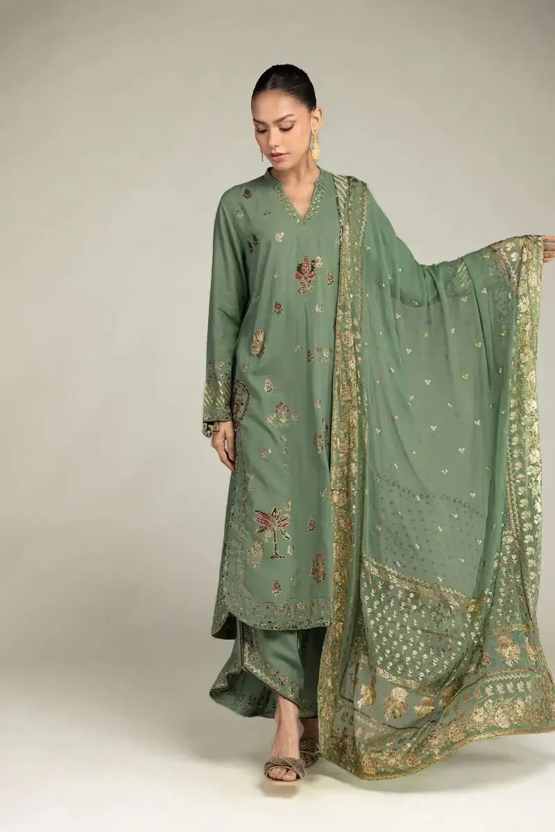 Khaadi | Luxury | Raw Silk | 3-Piece | Ready to Wear | Green - Shopping Haul