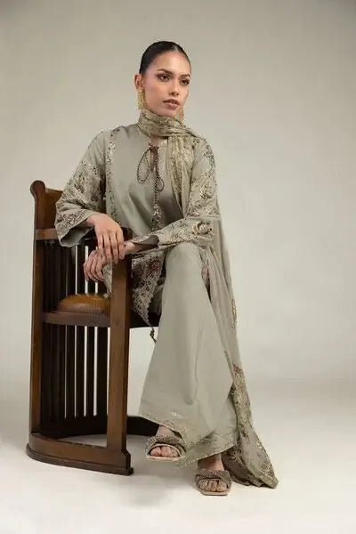Khaadi | Luxury | Raw Silk | 3-Piece | Ready to Wear | Grey - Shopping Haul
