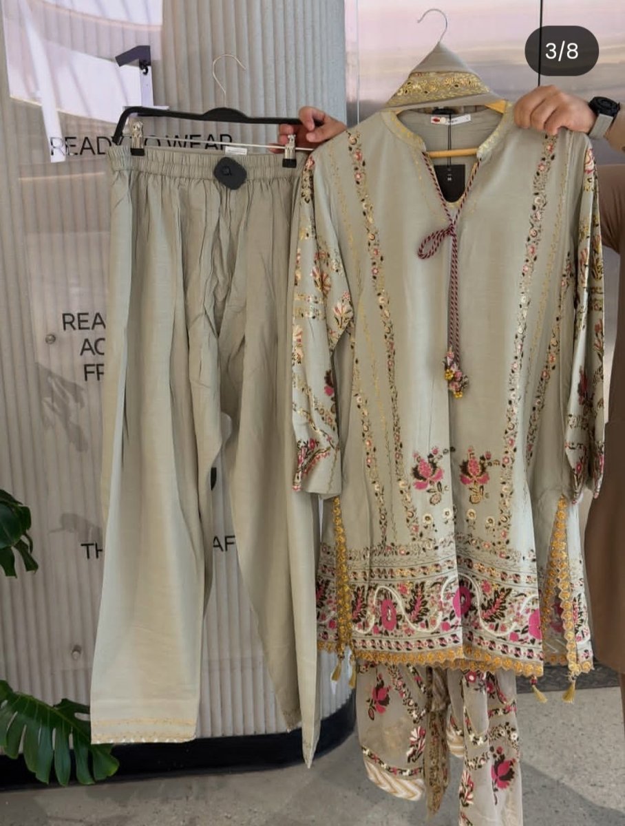 Khaadi | Luxury | Raw Silk | 3-Piece | Ready to Wear | Grey - Shopping Haul