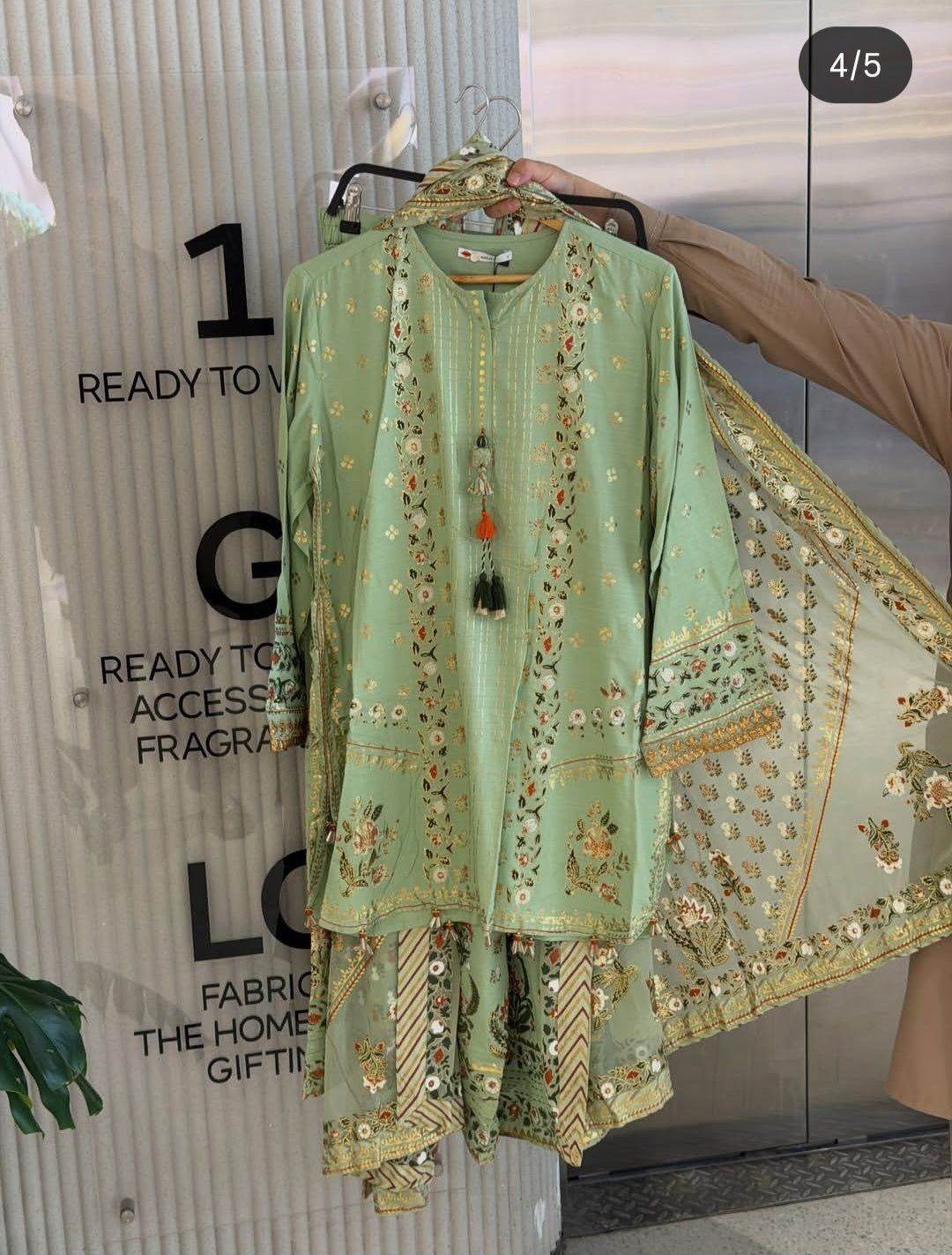 Khaadi | Luxury | Raw Silk | 3-Piece | Ready to Wear | Mint - Shopping Haul