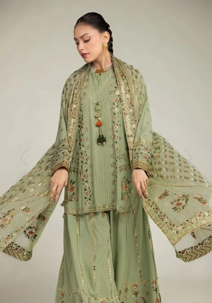 Khaadi | Luxury | Raw Silk | 3-Piece | Ready to Wear | Mint
