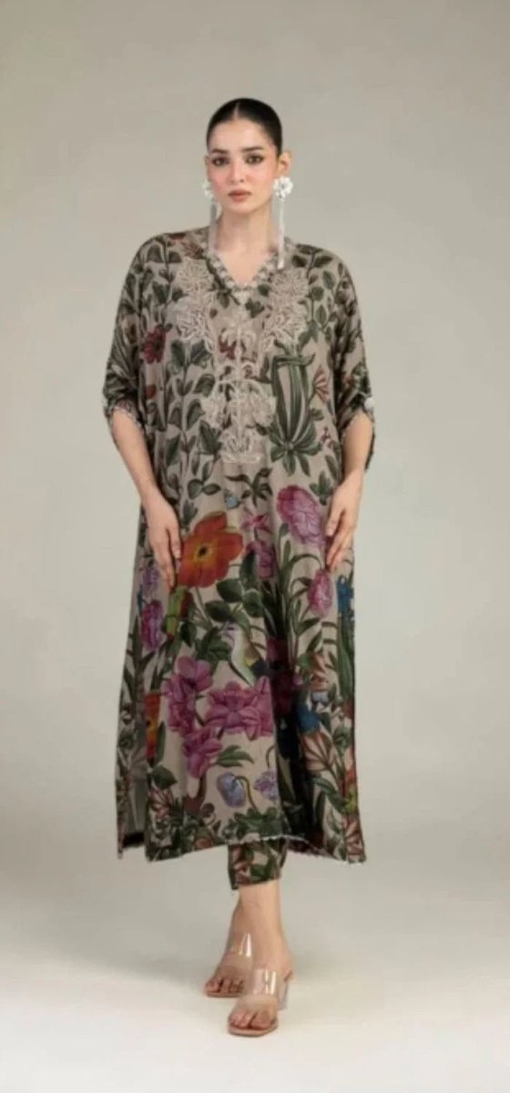 Khaadi | Luxury | Raw Silk | Kaftan | 2-Piece | Ready to Wear | Brown - Shopping Haul