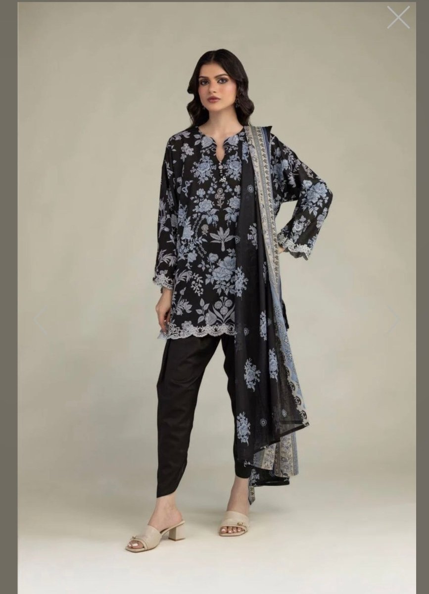 Khaadi | Printed | Lawn | 1-Piece | Ready to Wear | Black Blue - Shopping Haul