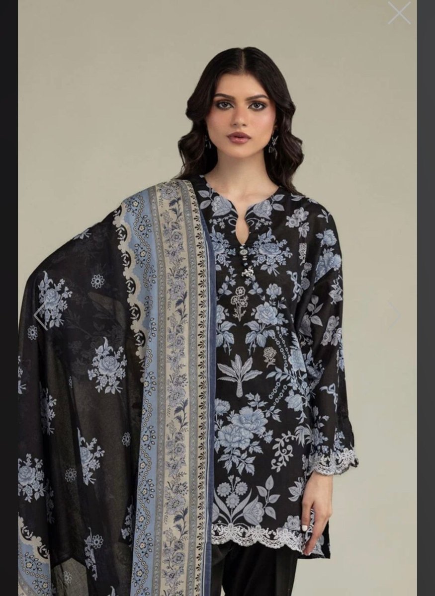 Khaadi | Printed | Lawn | 1-Piece | Ready to Wear | Black Blue - Shopping Haul