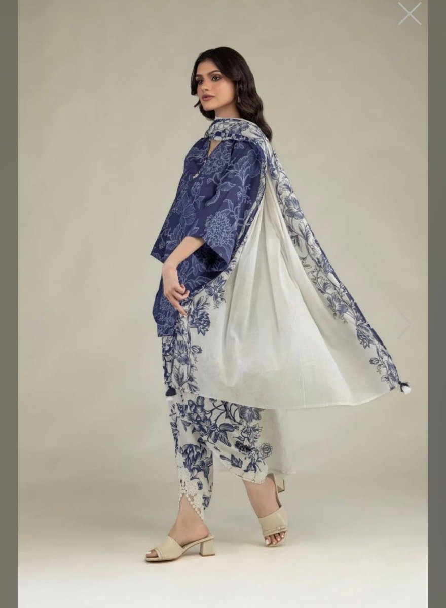 Khaadi | Printed | Lawn | 1-Piece | Ready to Wear | White Blue - Shopping Haul