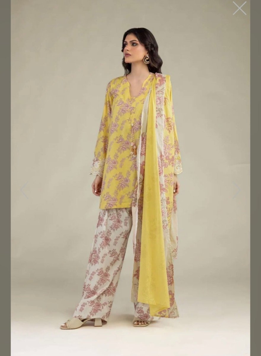 Khaadi | Printed | Lawn | 1-Piece | Ready to Wear | Yellow White - Shopping Haul
