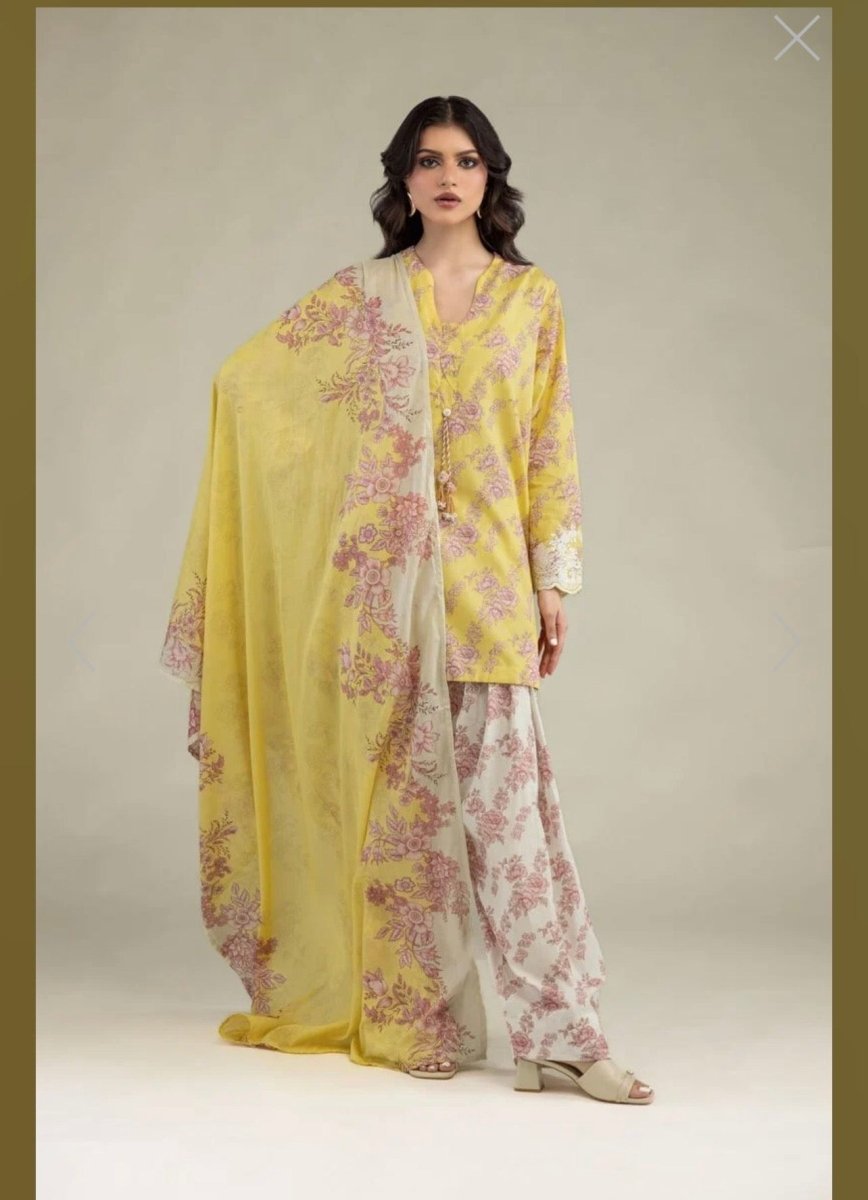 Khaadi | Printed | Lawn | 1-Piece | Ready to Wear | Yellow White - Shopping Haul