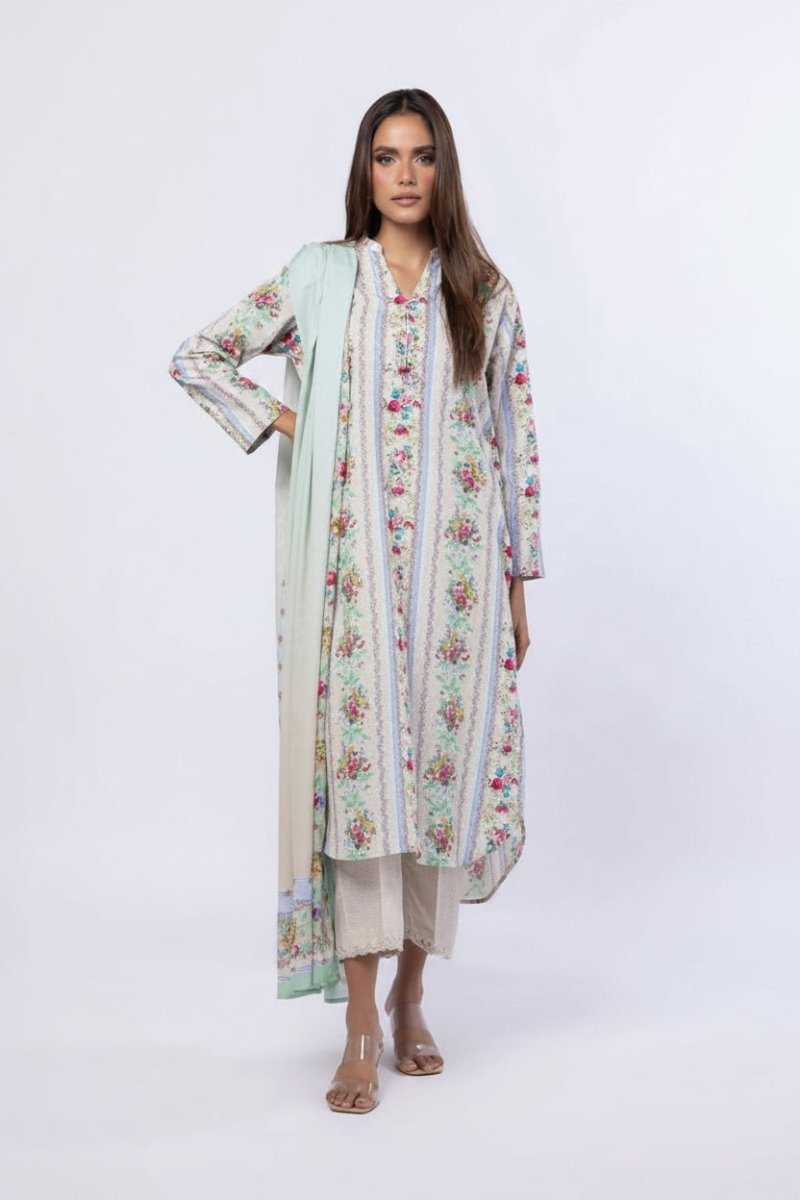 Khaadi | Printed | Lawn | 2-Piece | Ready to Wear | Beige Multi - Shopping Haul