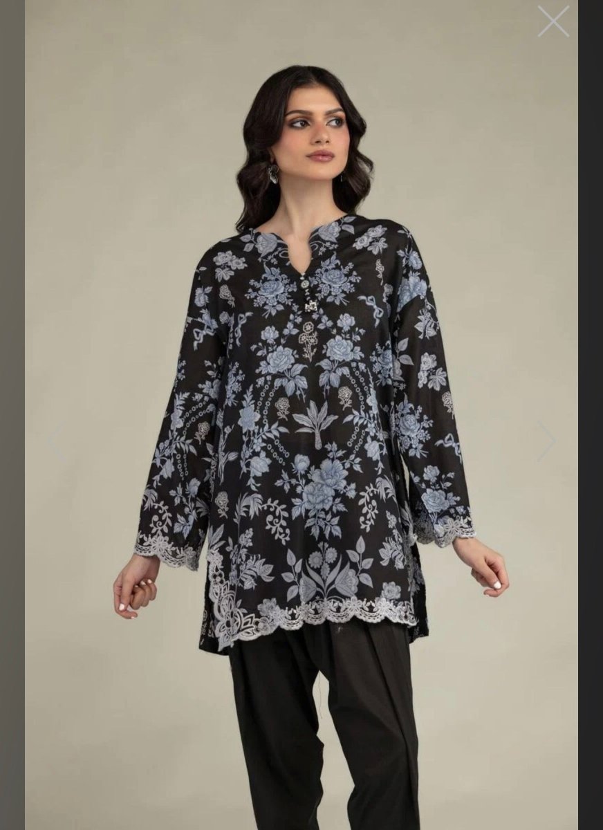 Khaadi | Printed | Lawn | 2-Piece | Ready to Wear | Black Blue - Shopping Haul
