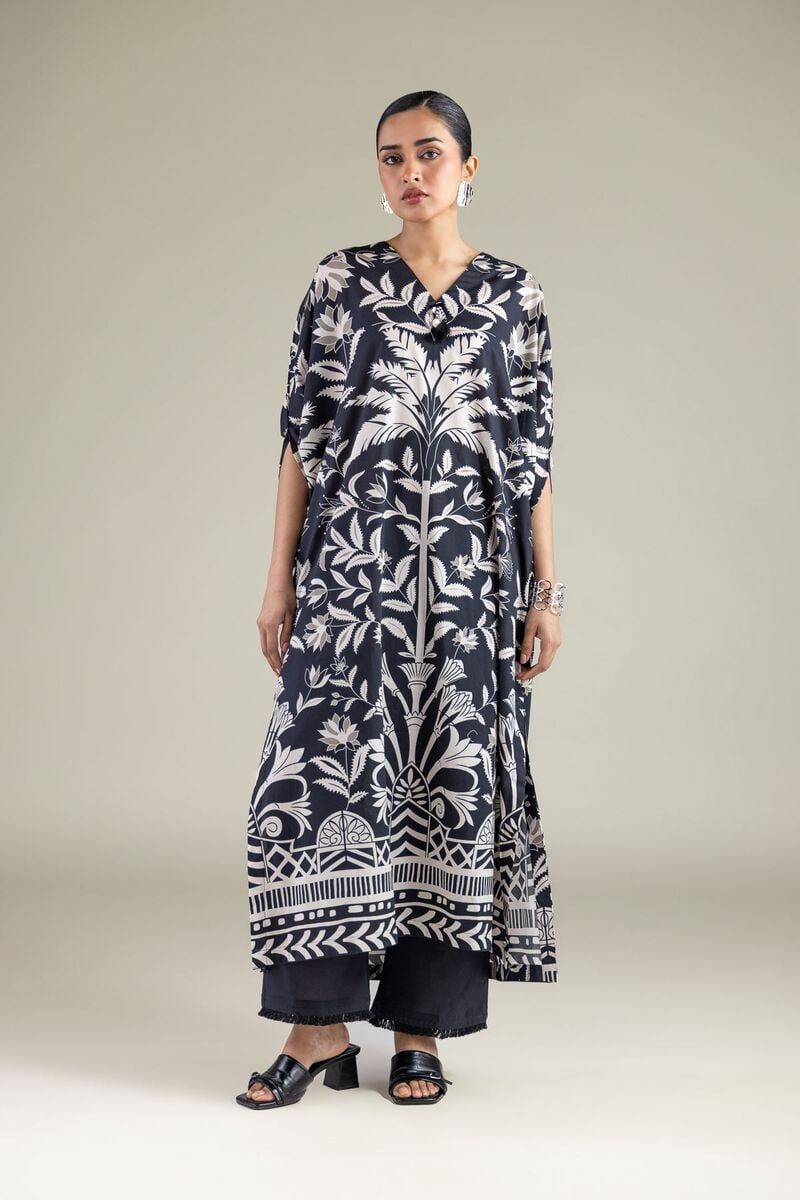 Khaadi | Printed | Lawn | 2-Piece | Ready to Wear | Black Kaftan - Shopping Haul