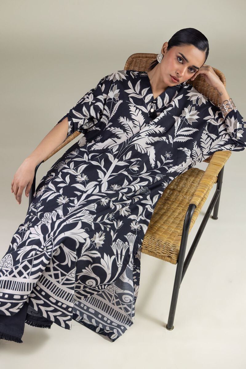 Khaadi | Printed | Lawn | 2-Piece | Ready to Wear | Black Kaftan - Shopping Haul