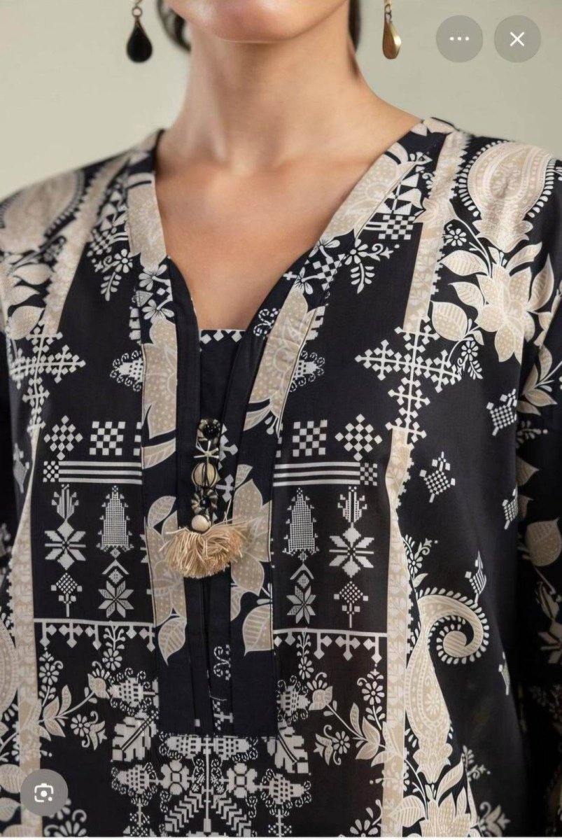 Khaadi | Printed | Lawn | 2-Piece | Ready to Wear | Black Pattern - Shopping Haul