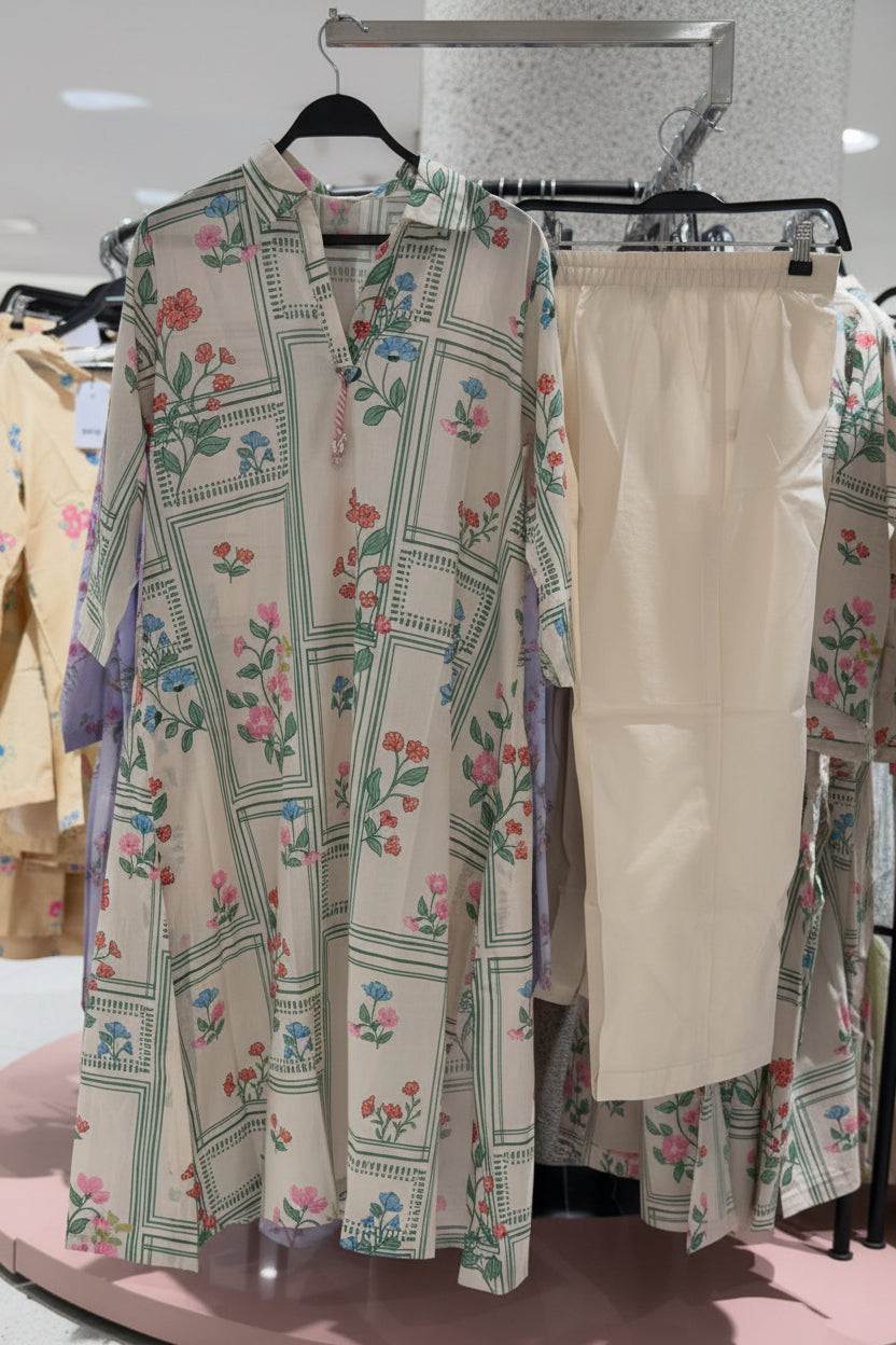 Khaadi | Printed | Lawn | 2-Piece | Ready to Wear | Collar White Multi - Shopping Haul