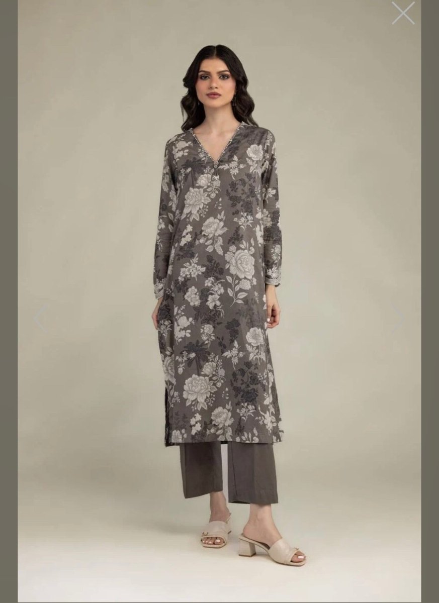 Khaadi | Printed | Lawn | 2-Piece | Ready to Wear | Grey - Shopping Haul