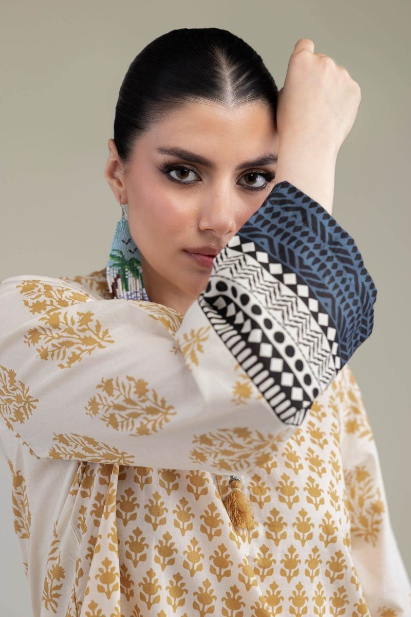 Khaadi | Printed | Lawn | 2-Piece | Ready to Wear | Mustard Of White - Shopping Haul