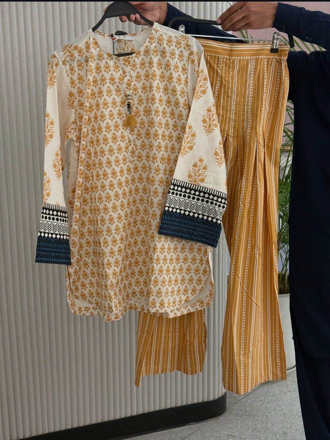 Khaadi | Printed | Lawn | 2-Piece | Ready to Wear | Mustard Of White - Shopping Haul
