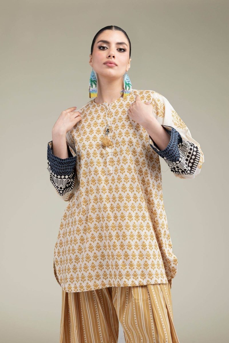 Khaadi | Printed | Lawn | 2-Piece | Ready to Wear | Mustard Of White - Shopping Haul