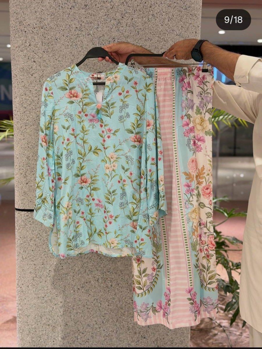 Khaadi | Printed | Lawn | 2-Piece | Ready to Wear | Sky Blue - Shopping Haul