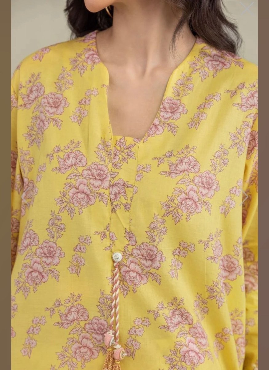 Khaadi | Printed | Lawn | 2-Piece | Ready to Wear | Yellow White - Shopping Haul