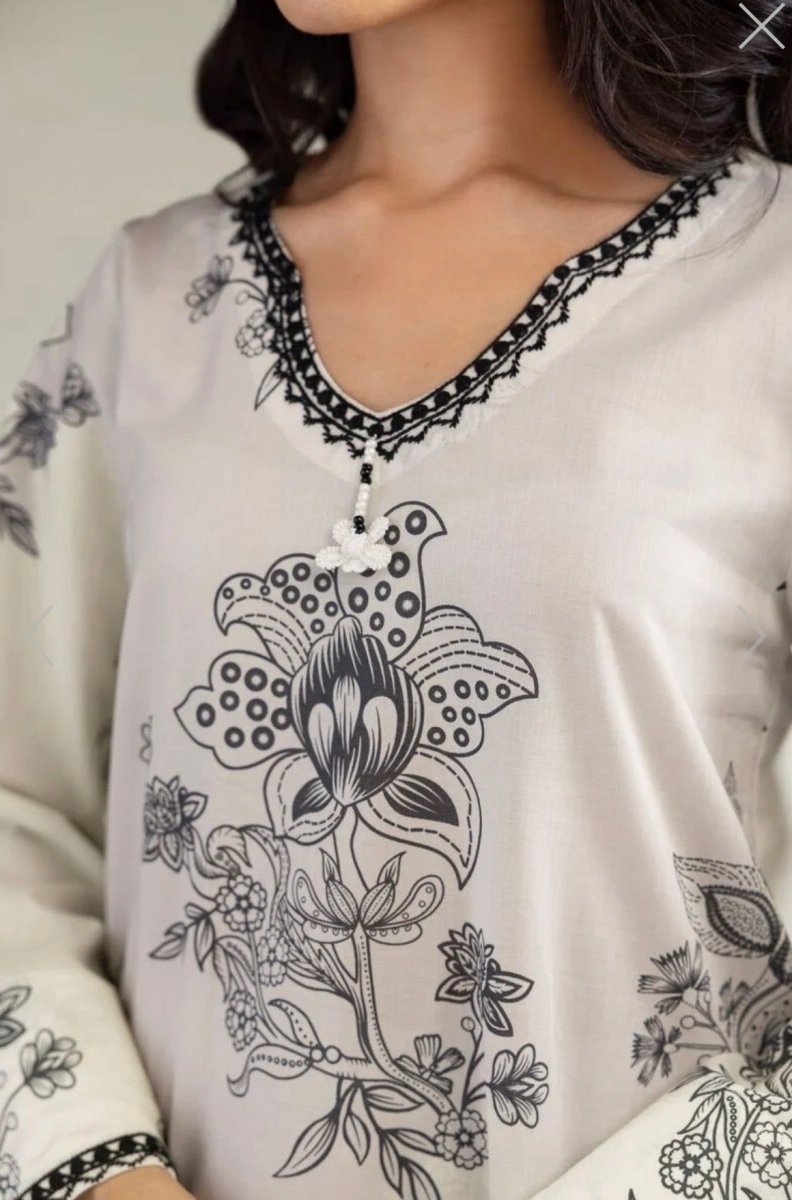 Khaadi | Printed | Lawn | 3-Piece | Ready to Wear | White