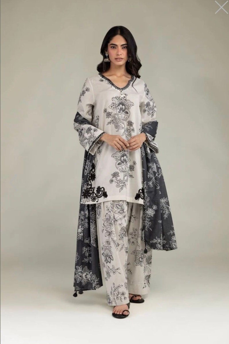 Khaadi | Printed | Lawn | 3-Piece | Ready to Wear | White