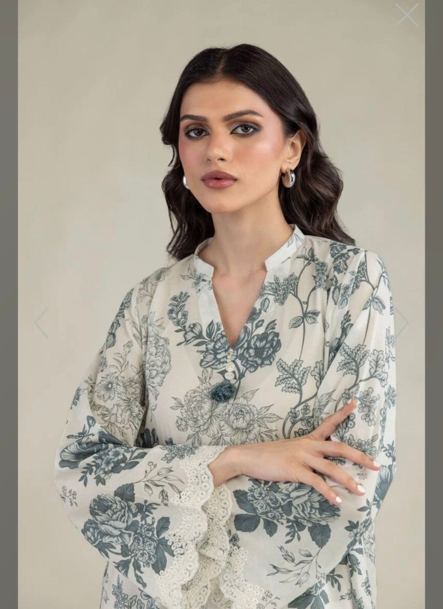 Khaadi | Printed | Lawn | 3-Piece | Ready to Wear | White Blue - Shopping Haul