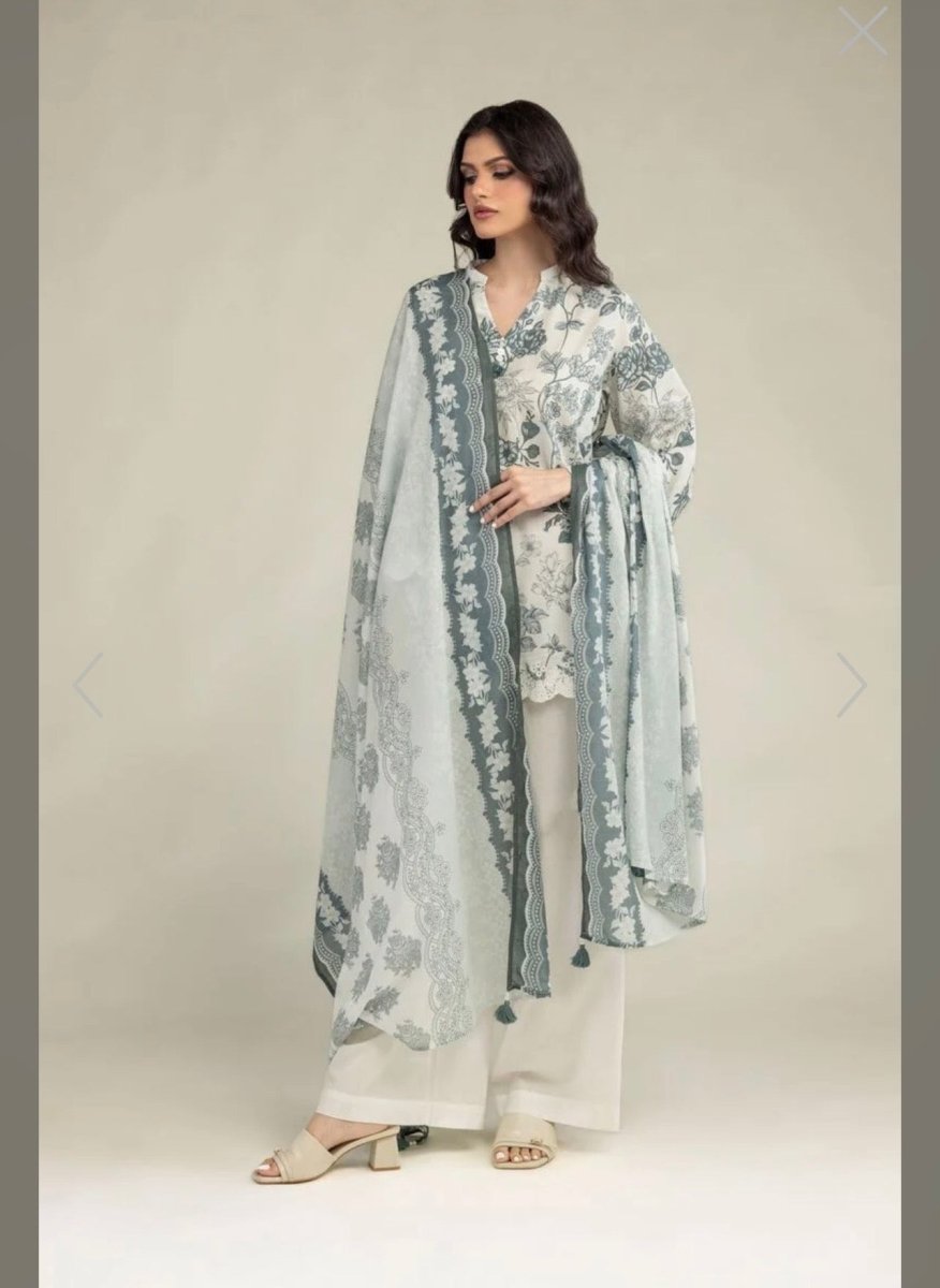 Khaadi | Printed | Lawn | 3-Piece | Ready to Wear | White Blue - Shopping Haul