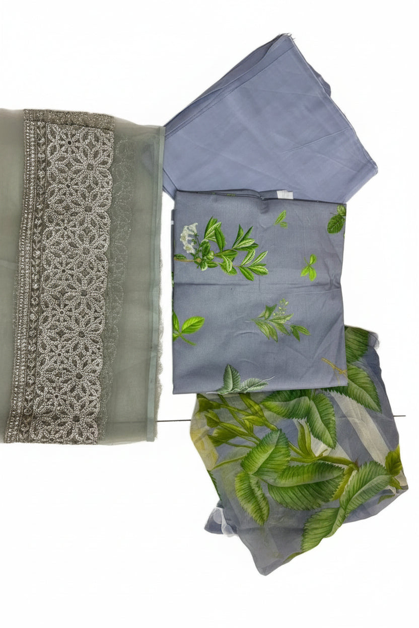 Maria B | Embroidered | Lawn | 3-Piece | Unstitched Suit | Grey - Shopping Haul