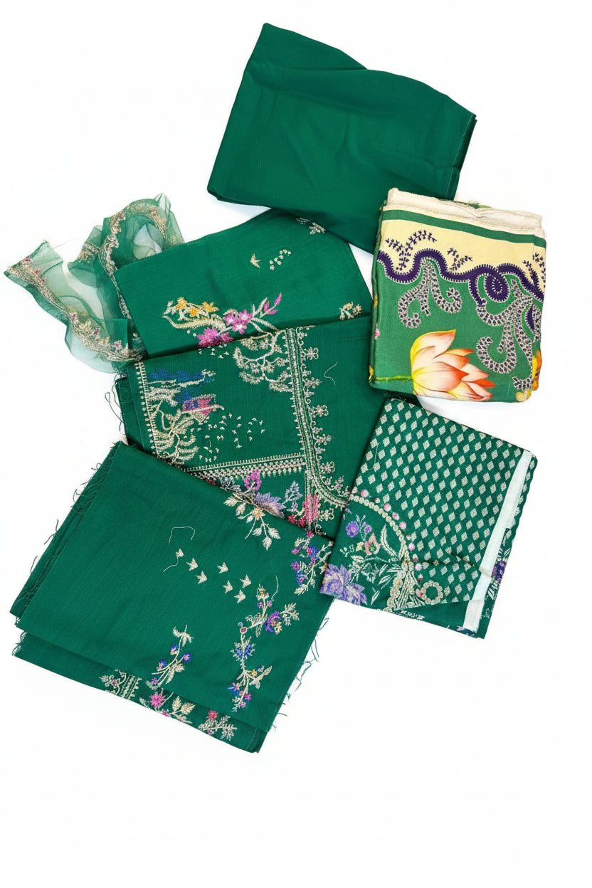Sana Safinaz | Embroidered | Khaddar | 3-Piece | Unstitched Suit | Green - Shopping Haul