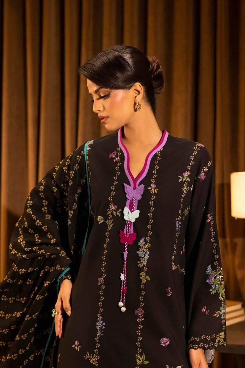 Sana Safinaz | Linen | 3-Piece | Unstitched Suit | Black - Shopping Haul