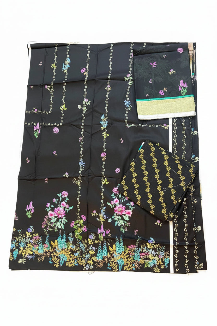 Sana Safinaz | Linen | 3-Piece | Unstitched Suit | Black - Shopping Haul
