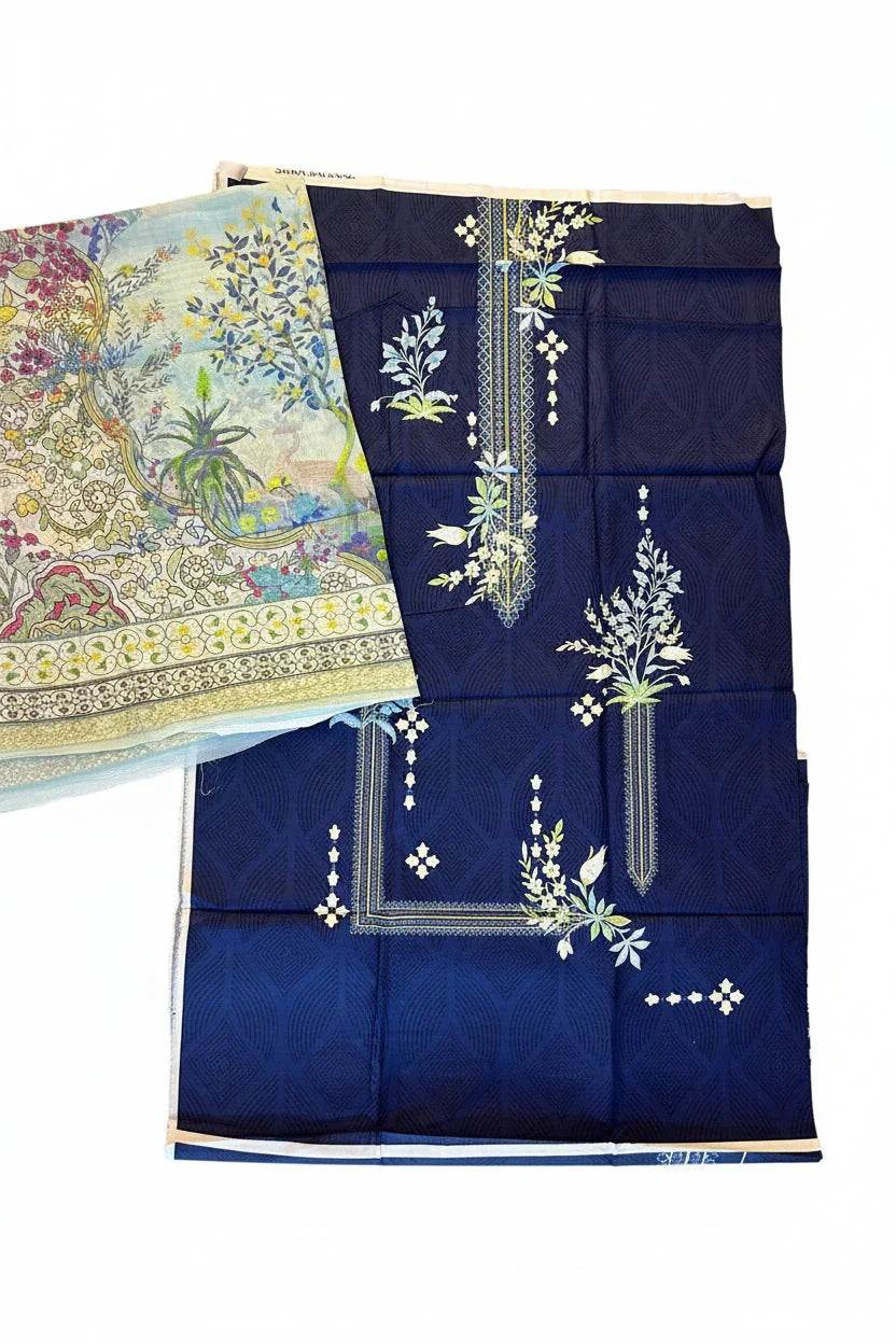 Sana Safinaz | Printed | Lawn | 2-Piece | Unstitched Suit | Navy Blue - Shopping Haul