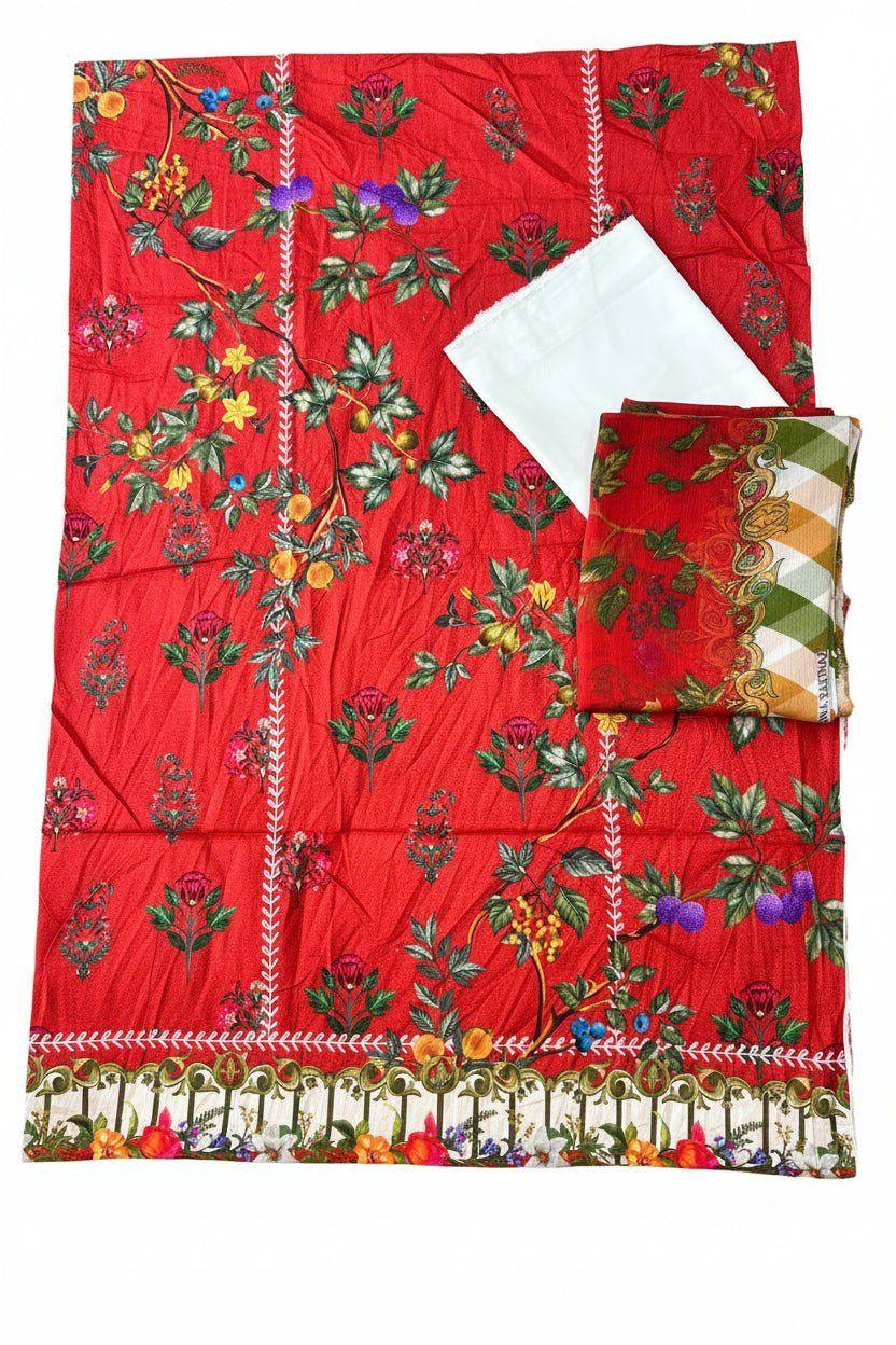 Sana Safinaz | Printed | Lawn | 3-Piece | Unstitched Suit | Red