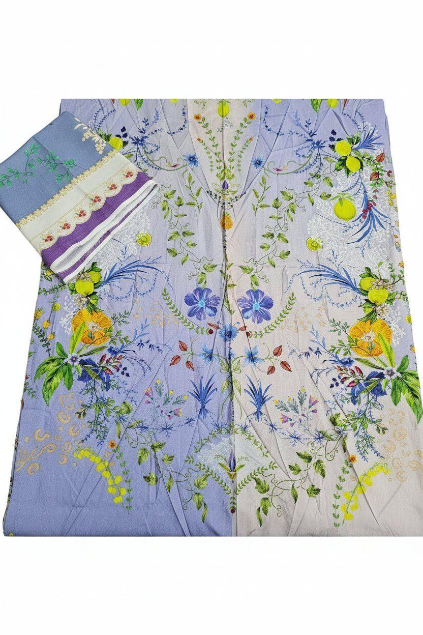 Sana Safinaz | Printed | Linen | 2-Piece | Unstitched Suit | Purple