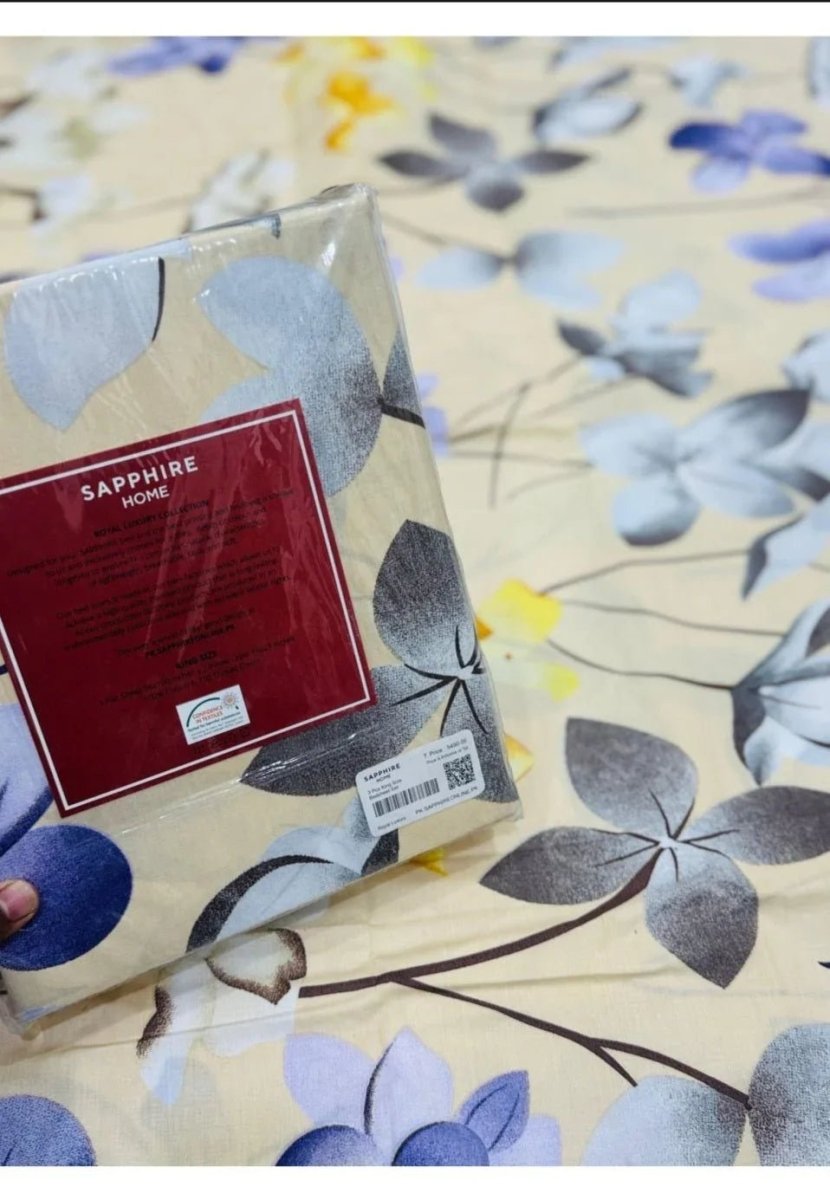 Sapphire | Printed | Bed Sheet | King Size | Butter Yellow Purple - Shopping Haul