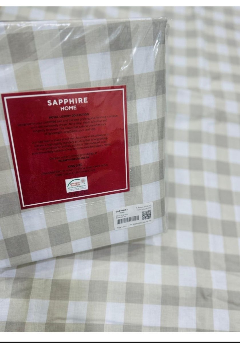 Sapphire | Printed | Bed Sheet | King Size | Checkered - Shopping Haul