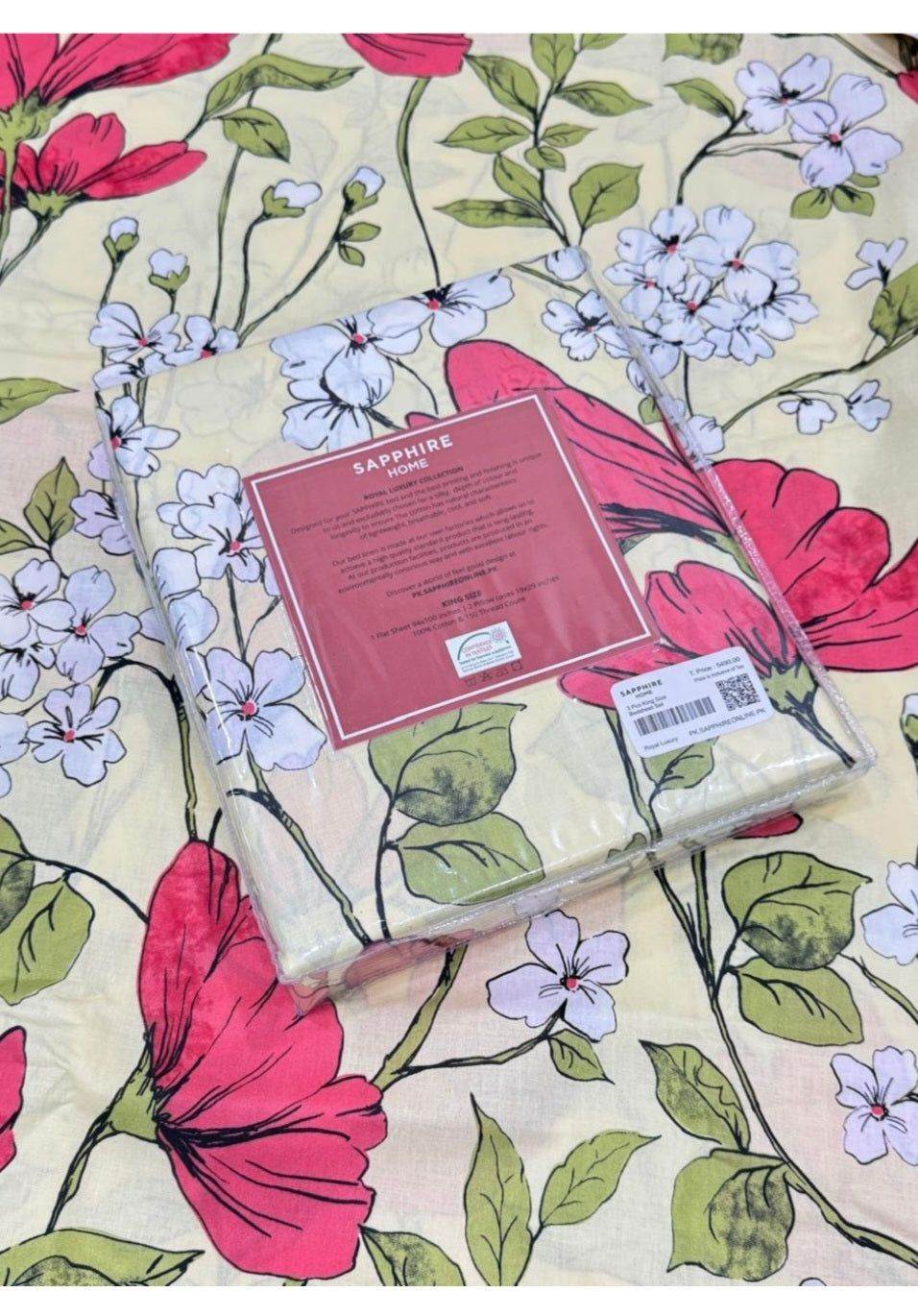 Sapphire | Printed | Bed Sheet | King Size | Cream Pink - Shopping Haul