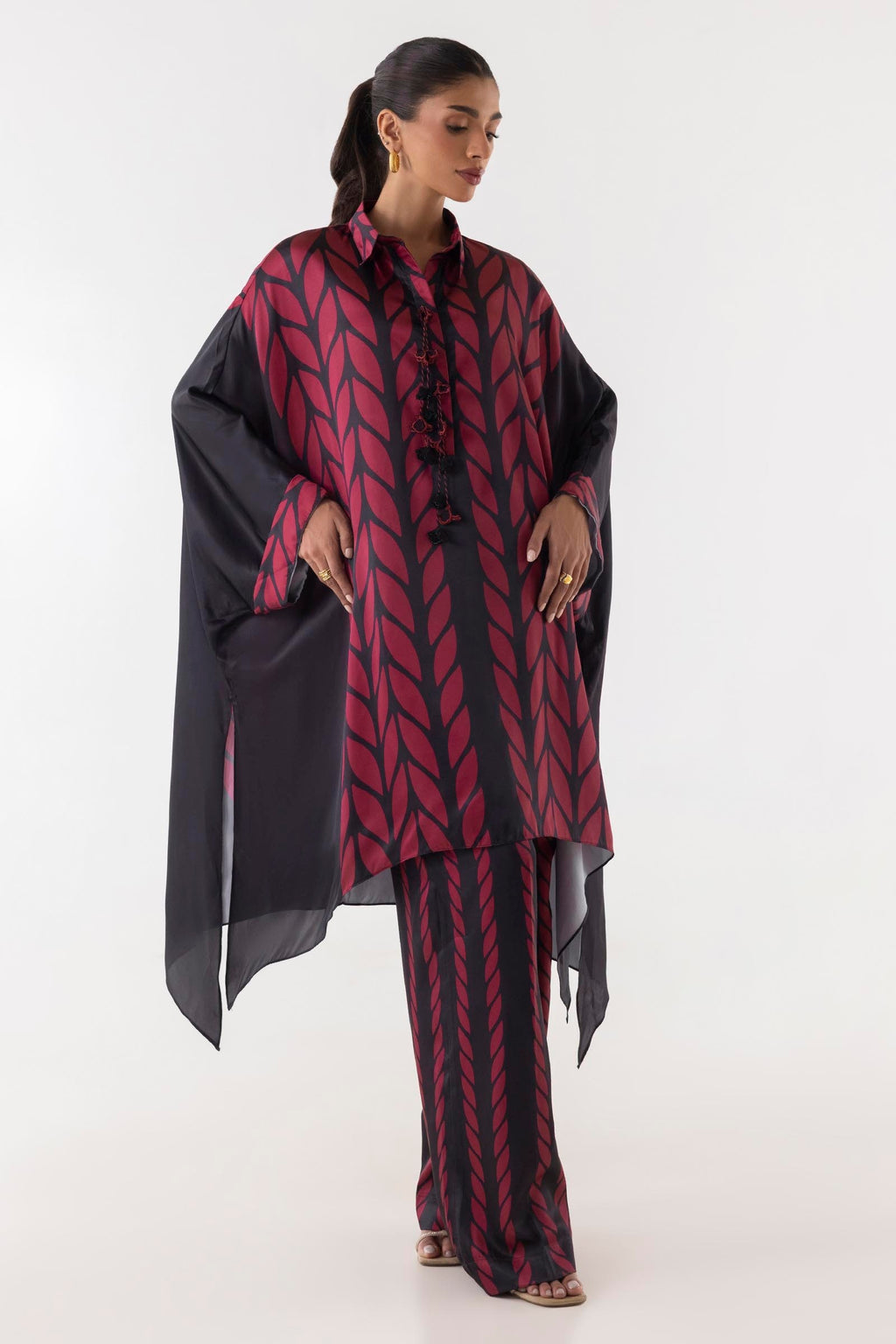 Sana Safinaz | Printed | Silk | 2-Piece | Ready to Wear | Red Black
